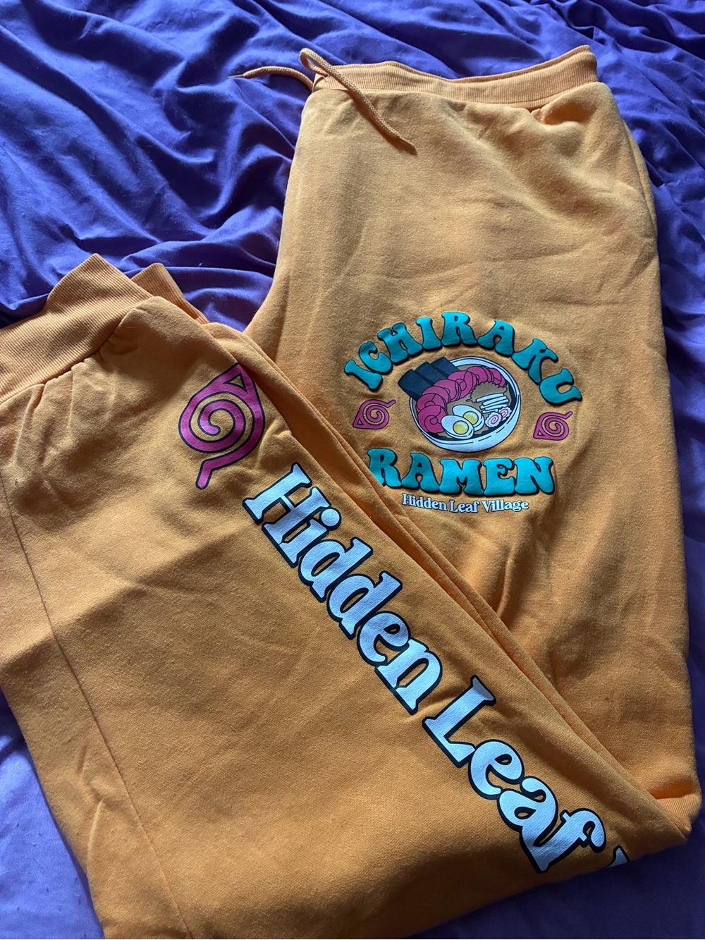 Ichiraku Ramen Graphic Naruto Sweatpants - Orange 2x